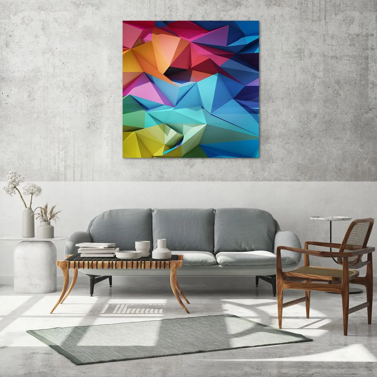 Impression sur verre - Image sur verre - Origami arc-en-ciel - 30x30 cm