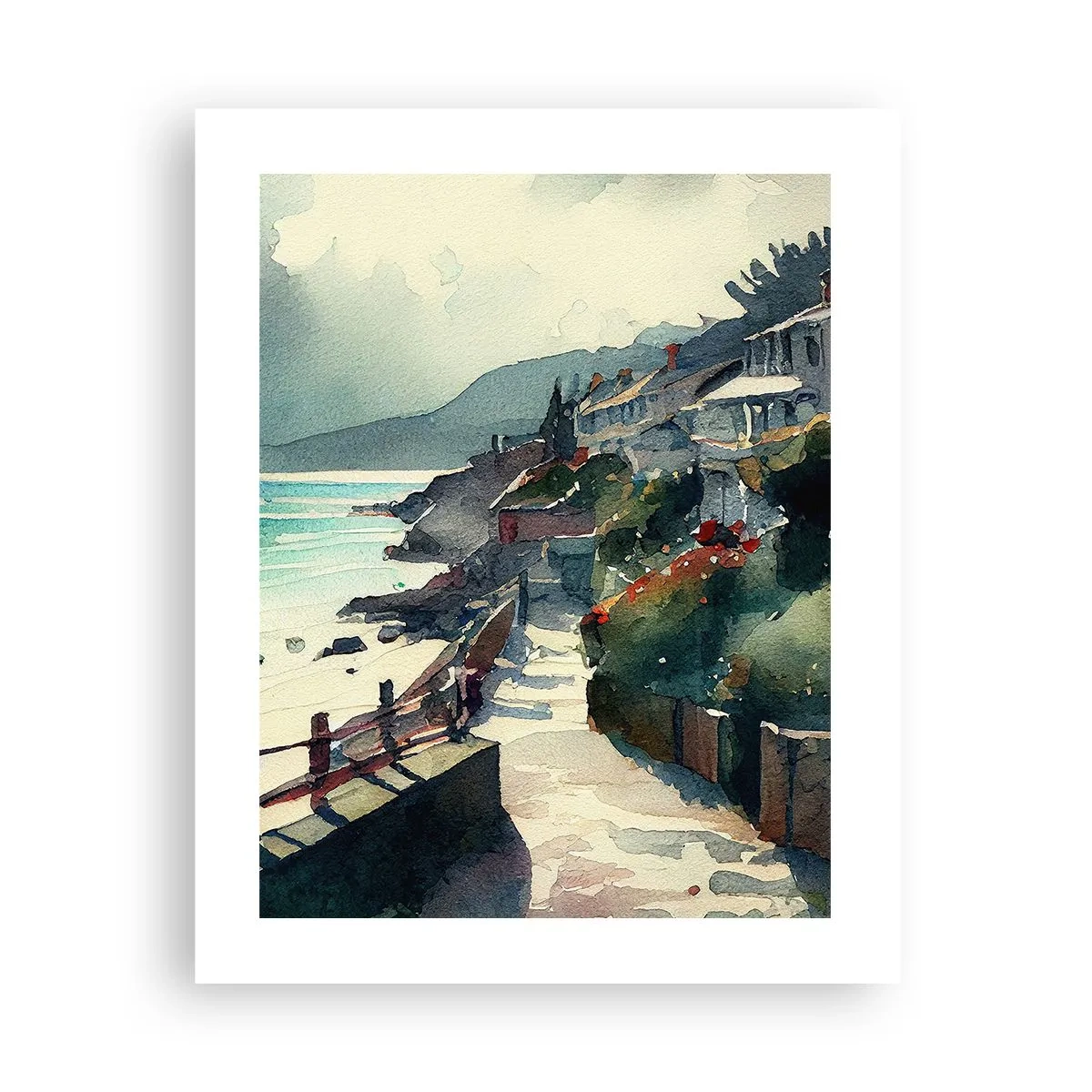 Affiche - Poster - Ville méditerranéenne - 40x50 cm