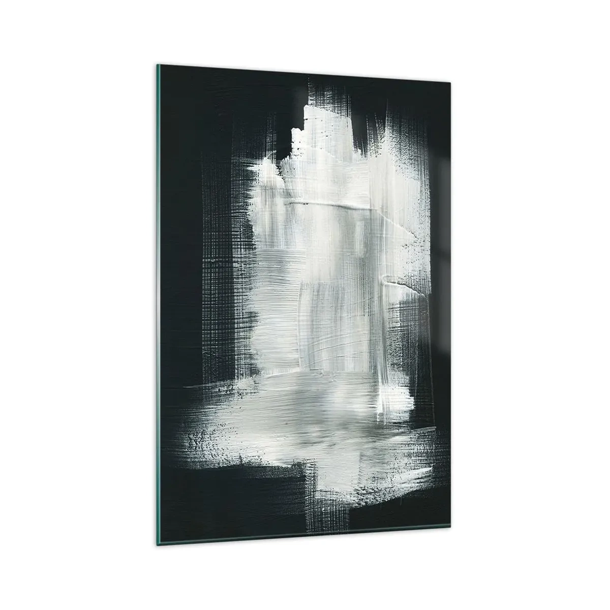 Impression sur verre - Image sur verre - Traits abstraits blancs sur fond sombre - 80x120cm - Tissé à la verticale et à l'horizontale - Décoration murale moderne pour le salon et la chambre ARTTOR