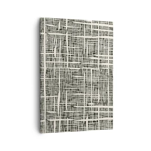 Impression sur toile - Image sur toile - Un motif géométrique ressemblant à une grille sur un fond clair - 50x70cm - Composition tissée - Décoration murale moderne pour le salon et la chambre ARTTOR