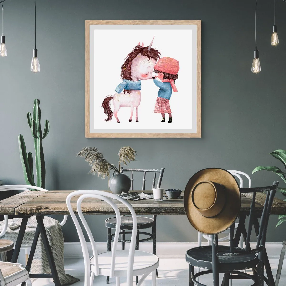 Affiche dans un chêne clair - Poster - Histoire d'hiver - 60x60 cm