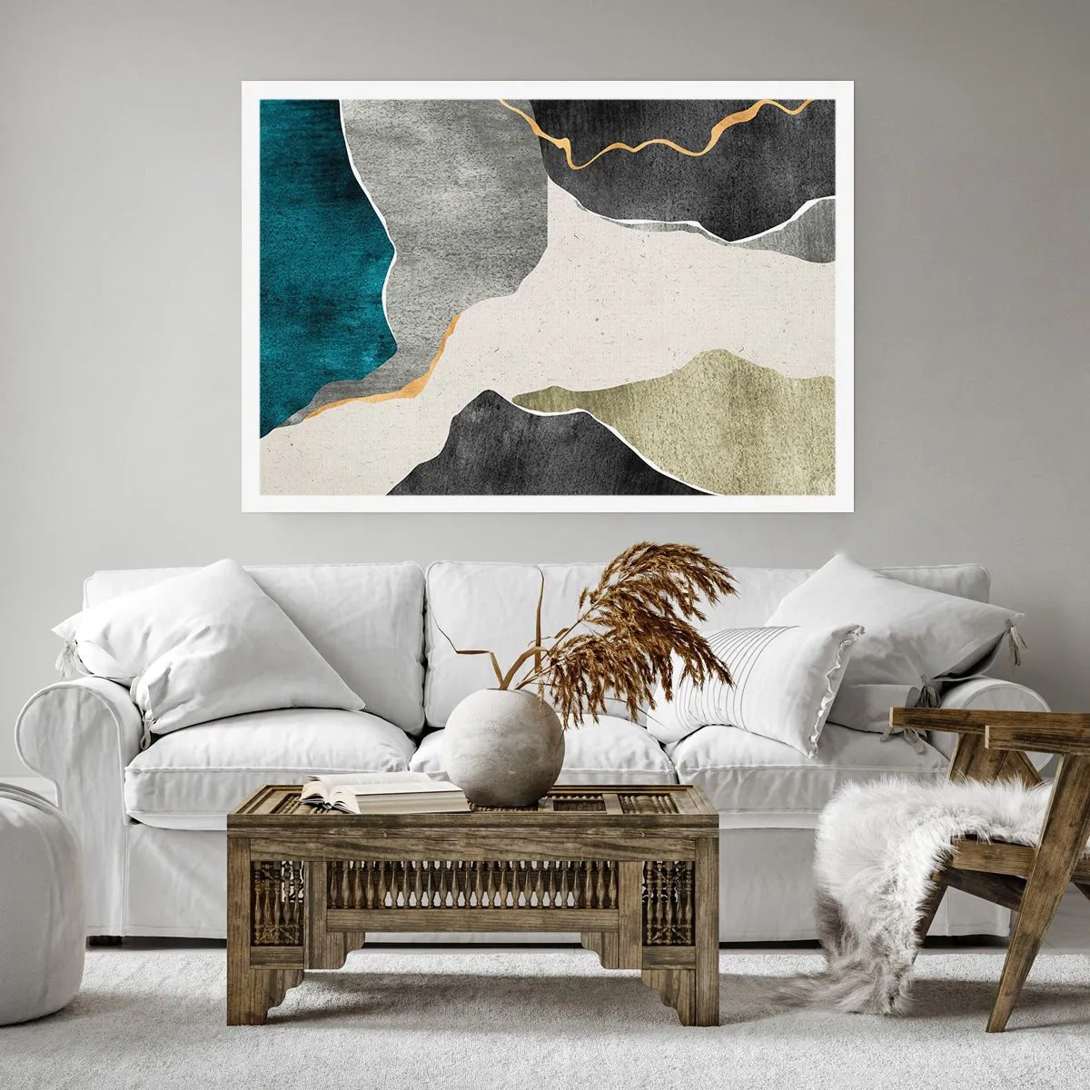 Affiche - Poster - Composition mosaïque avec un fil d'or - 70x50 cm