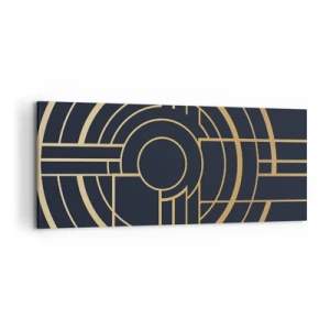 Impression sur toile - Image sur toile - Motif géométrique avec des lignes dorées - 120x50cm - Rotation des éléments - Décoration murale moderne pour le salon et la chambre ARTTOR