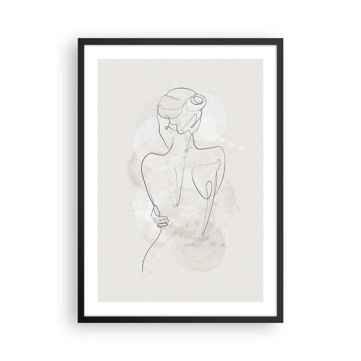 Affiche dans un cadre noir - Poster - Une silhouette féminine délicate dans une ligne continue - 50x70cm - Comme un instrument sensible - Décoration murale moderne pour le salon et la chambre ARTTOR