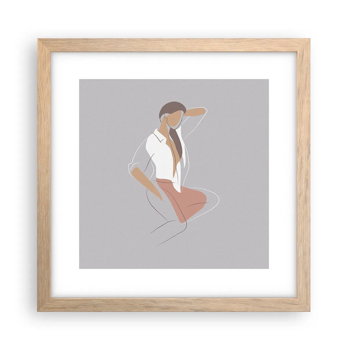 Affiche dans un chêne clair - Poster - Contour gracieux - 30x30 cm