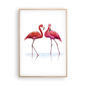 Affiche dans un chêne clair - Poster - Rendez-vous rose - 70x100 cm