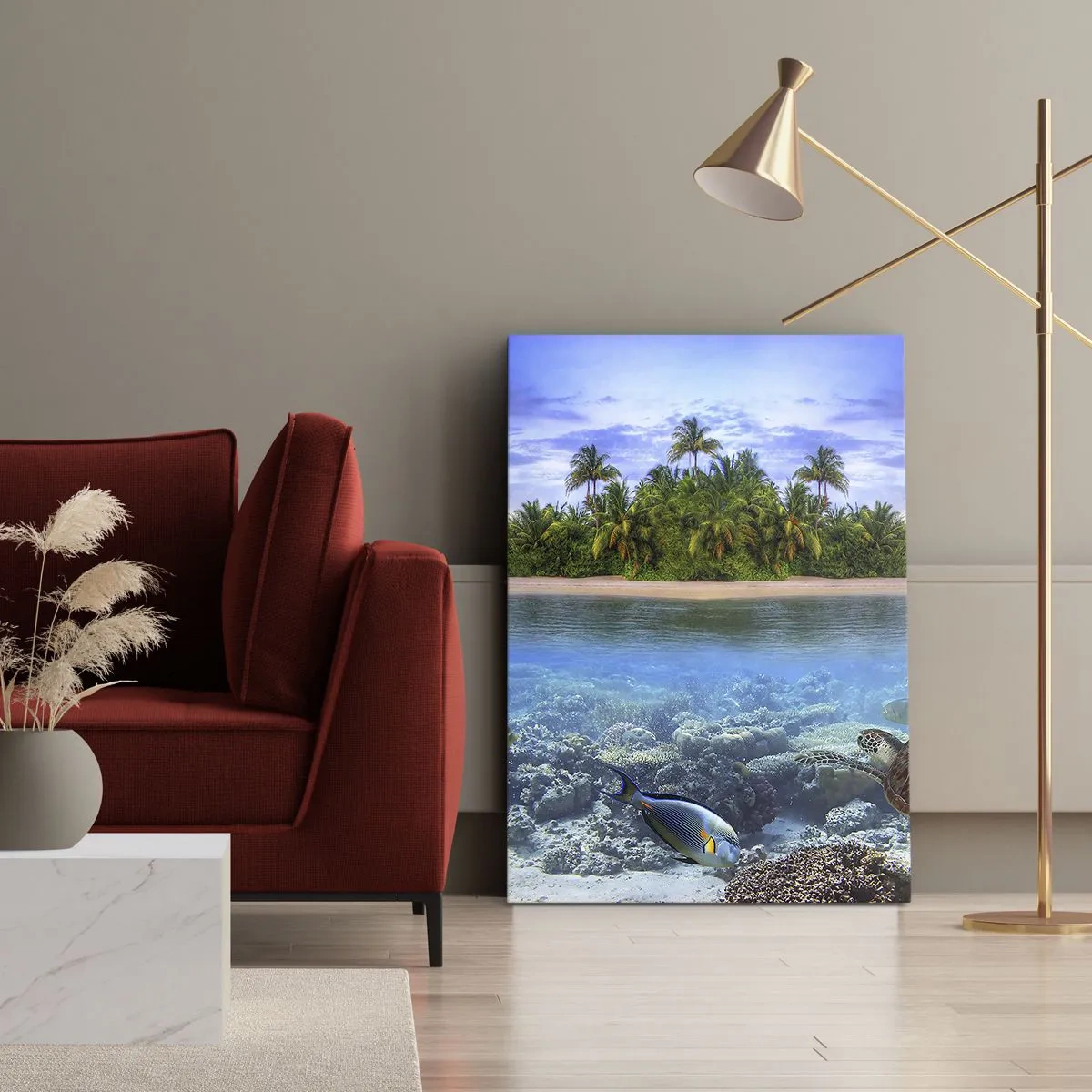Impression sur toile - Image sur toile - L'île céleste vous invite - 55x100 cm
