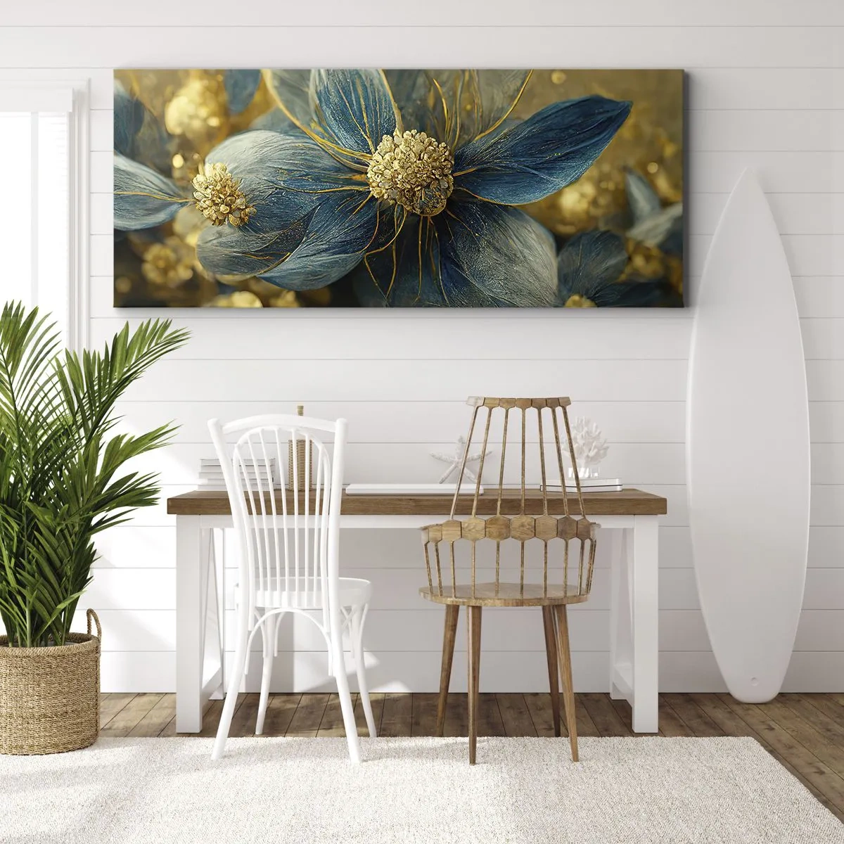 Impression sur toile - Image sur toile - Fleurir avec de l'or - 100x40 cm