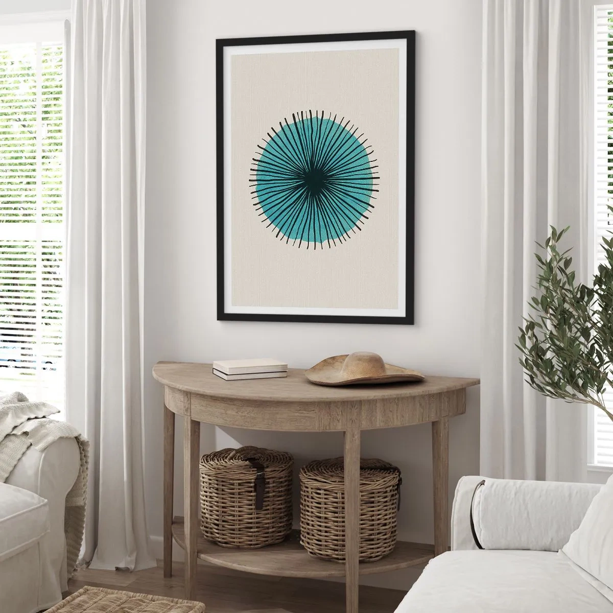 Affiche dans un cadre noir - Poster - Rayonnant dans l'azur - 70x100 cm