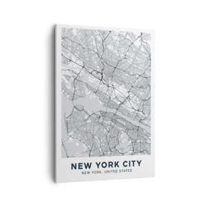 Impression sur toile - Image sur toile - Un plan de ville dans un style minimaliste sur fond gris - 50x70cm - Anatomie de la métropole - Décoration murale moderne pour le salon et la chambre ARTTOR