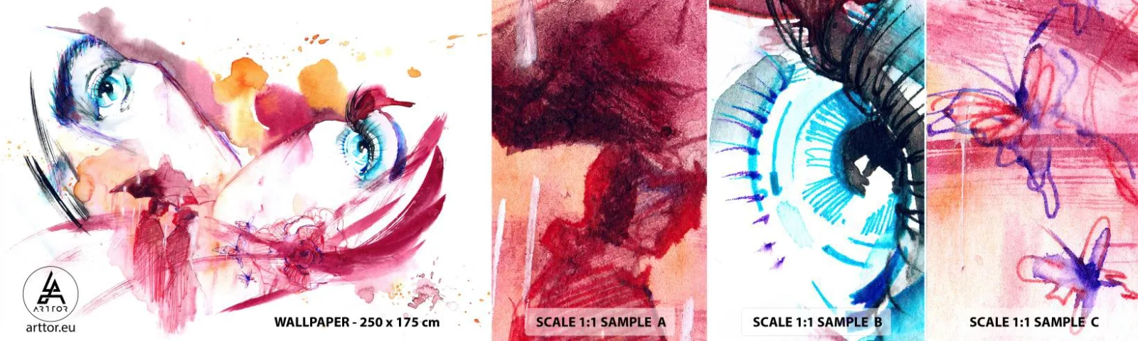 Échantillon De Papier Peint Standard Eco - Le monde prospère dans la proximité - Abstraction, Visage de femme, Yeux féminins - 100x30 cm