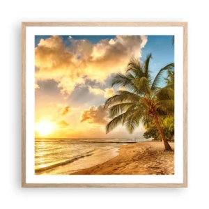 Affiche dans un chêne clair - Poster - Été éternel, toujours des vacances - 60x60 cm