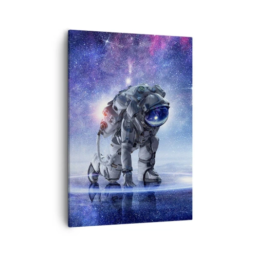Impression sur toile - Image sur toile - Astronaute dans un paysage galactique - 50x70cm - Le ciel étoilé au dessus de moi - Décoration murale moderne pour le salon et la chambre ARTTOR