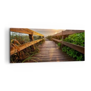 Impression sur toile - Image sur toile - Tout droit vers le rivage - 100x40 cm