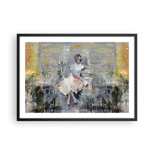 Affiche dans un cadre noir - Poster - Portrait artistique d'une femme aux couleurs pastel - 70x50cm - Classique et moderne - Décoration murale moderne pour le salon et la chambre ARTTOR