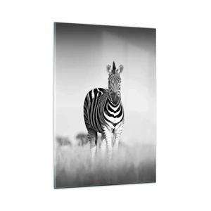 Impression sur verre - Image sur verre - Deux zèbres dans la savane dans un style monochrome - 80x120cm - Le monde est bel et bien noir et blanc - Décoration murale moderne pour le salon et la chambre ARTTOR