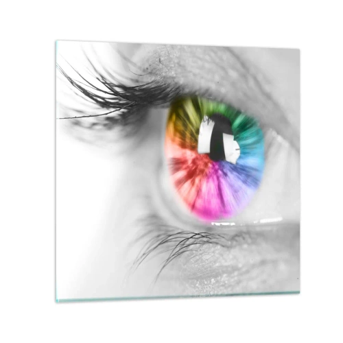 Impression sur verre - Image sur verre - Regarde le monde en couleur - 70x70 cm