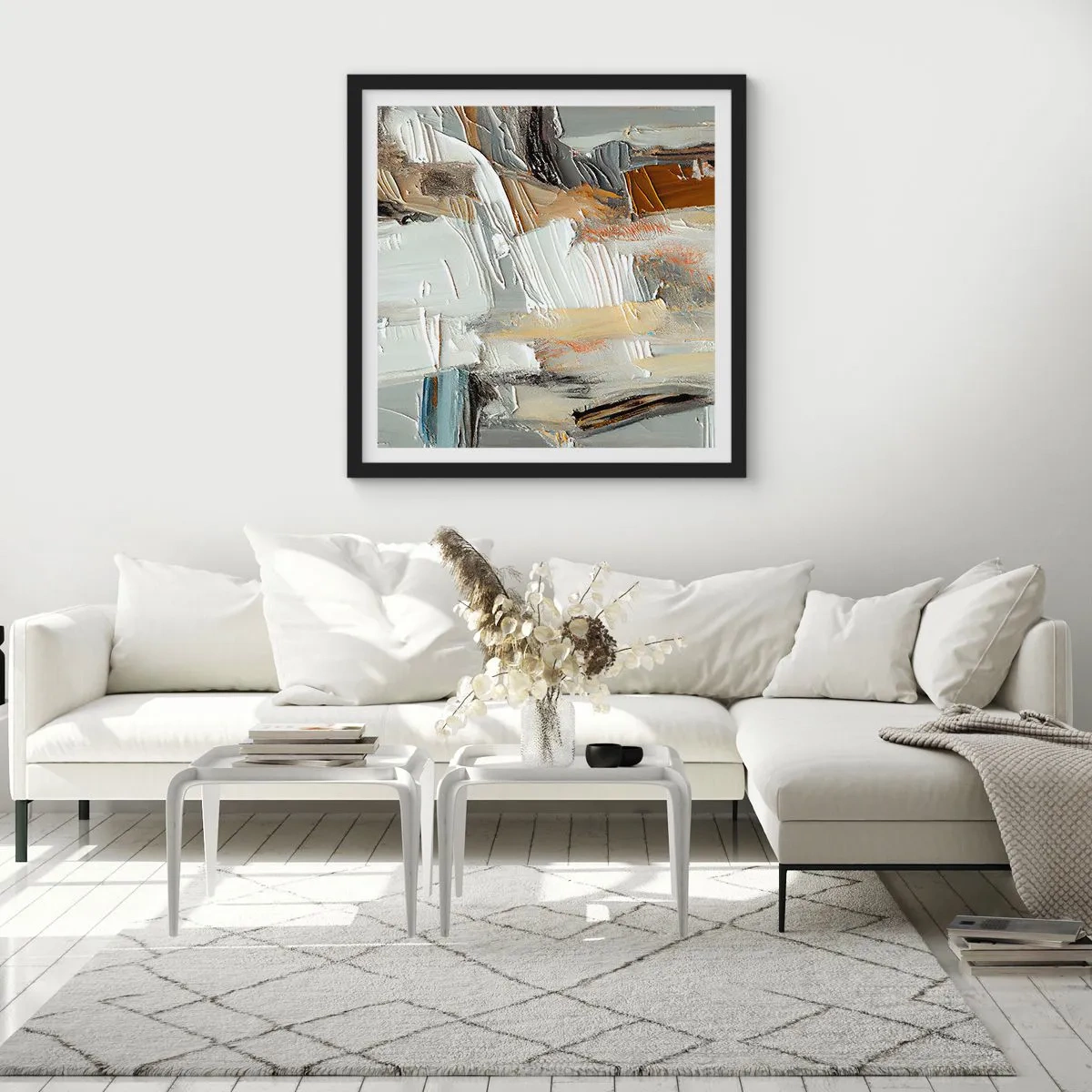 Affiche dans un cadre noir - Poster - Couches colorées - 40x40 cm