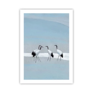 Affiche - Poster - Une illustration minimaliste de grues sur fond pastel. - 50x70cm - Après une chaude journée - Décoration murale moderne pour le salon et la chambre ARTTOR
