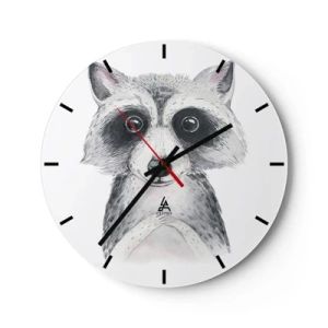 Horloge murale - Pendule murale - Un mignon raton laveur dessiné en noir et blanc - 30x30cm - Un moment pour s'émouvoir - Décoration murale moderne pour le salon, la cuisine et la chambre ARTTOR