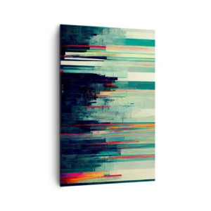Impression sur toile - Image sur toile - Abstraction avec des lignes verticales et un horizon urbain - 80x120cm - Ville futuriste - Décoration murale moderne pour le salon et la chambre ARTTOR