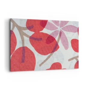 Impression sur toile - Image sur toile - Fleurs et feuilles dans les tons de rouge et de rose - 100x70cm - Composition florale dans les roses - Décoration murale moderne pour le salon et la chambre ARTTOR