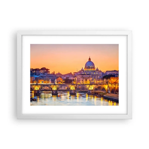 Affiche dans un cadre blanc - Poster - Coucher de soleil sur la ville éternelle - 40x30 cm