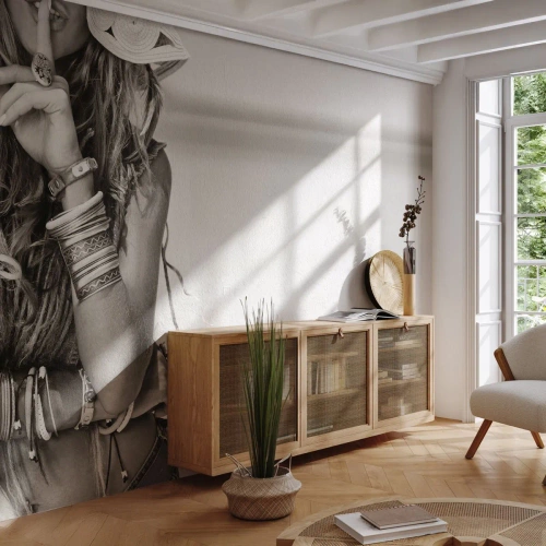 Papier Peint Photo Premium Sand - Comment va la fille - Femme, Bohème, Ancien - 450x315 cm