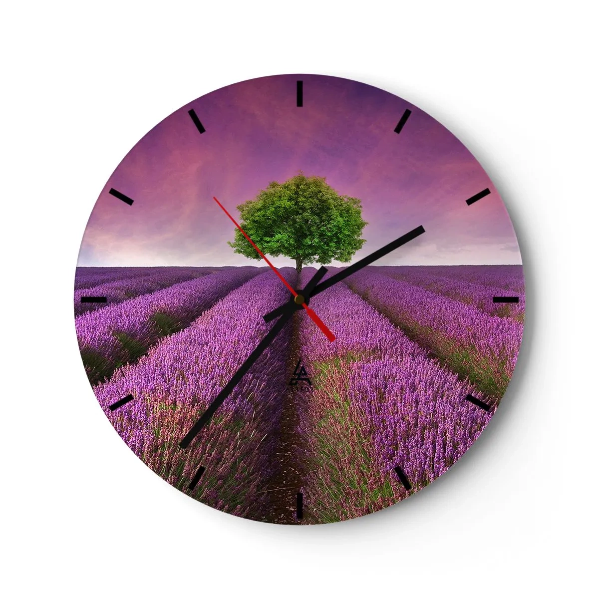 Horloge murale - Pendule murale - Dans un champs de lavande - 40x40 cm