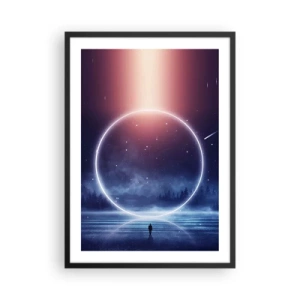Affiche dans un cadre noir - Poster - Silhouette d'une personne dans un cercle de lumière sur fond d'étoiles - 50x70cm - Ils sont déjà là... - Décoration murale moderne pour le salon et la chambre ARTTOR