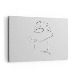 Impression sur toile - Image sur toile - Un croquis minimaliste du visage d'une femme de profil. - 120x80cm - Méandre du rêve - Décoration murale moderne pour le salon et la chambre ARTTOR