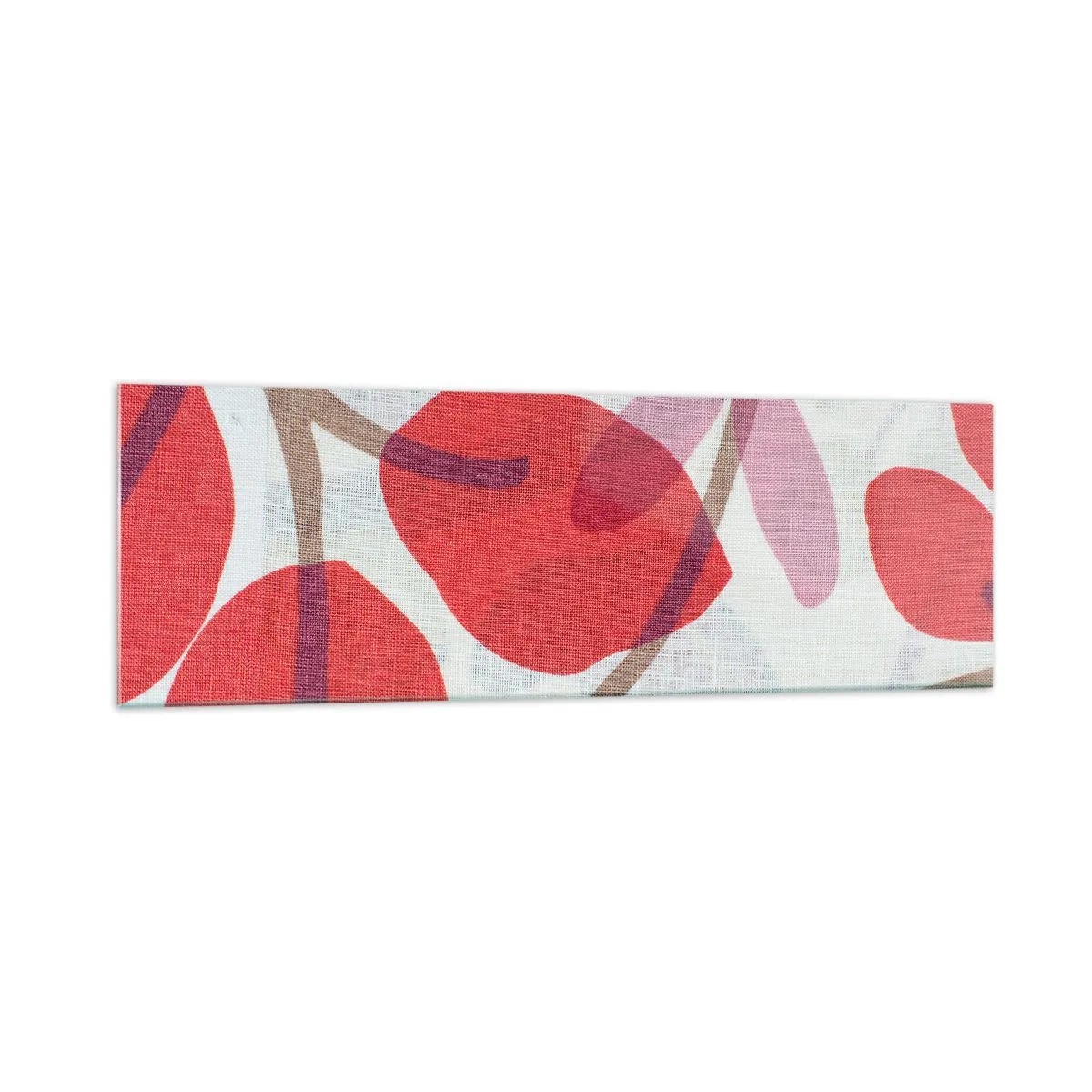 Impression sur verre - Image sur verre - Fleurs et feuilles dans les tons de rouge et de rose - 160x50cm - Composition florale dans les roses - Décoration murale moderne pour le salon et la chambre ARTTOR