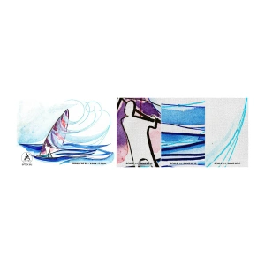 Échantillon de Papier Peint Premium Canvas - Avec le vent au rythme des vagues - Planche à voile, sport, Mer - 100x30 cm