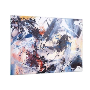 Impression sur verre - Image sur verre - Peinture abstraite aux couleurs intenses - 100x70cm - La danse folle de l'abstrait - Décoration murale moderne pour le salon et la chambre ARTTOR