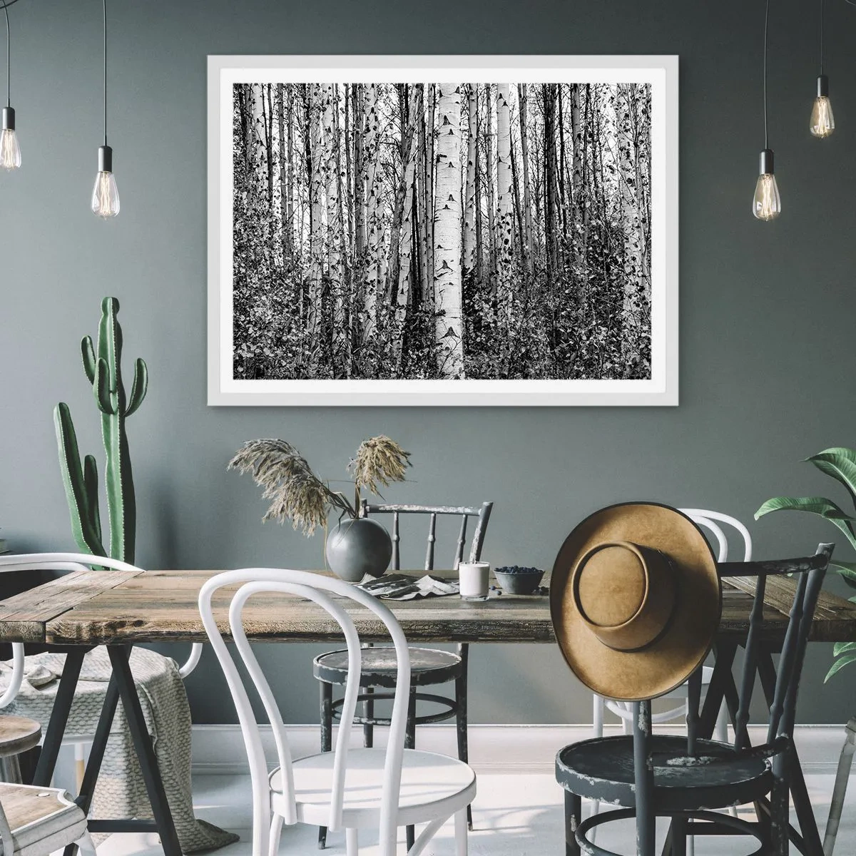 Affiche dans un cadre blanc - Poster - Enchevêtrement de bouleau - 100x70 cm