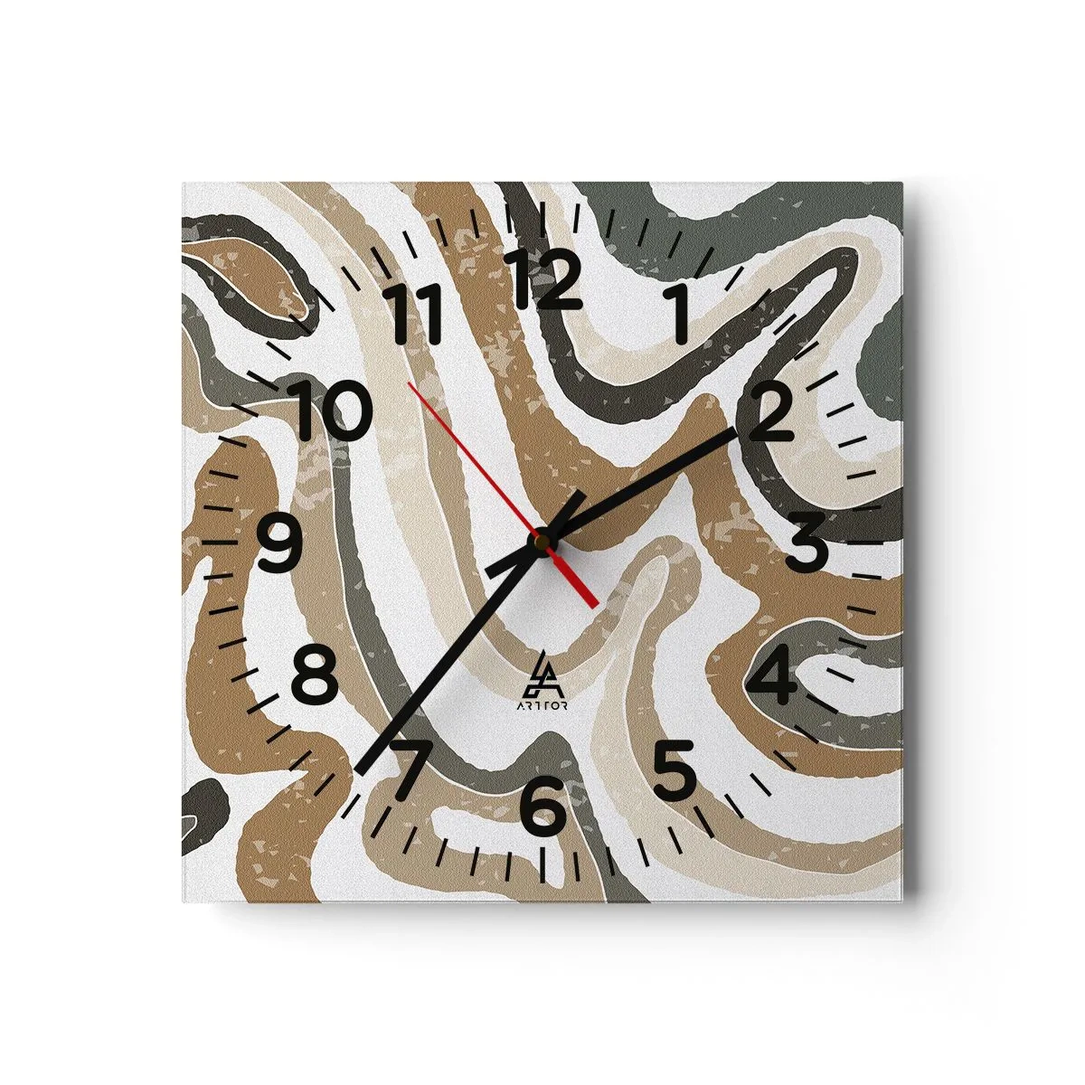 Horloge murale - Pendule murale - Méandres de couleurs de la terre - 30x30 cm