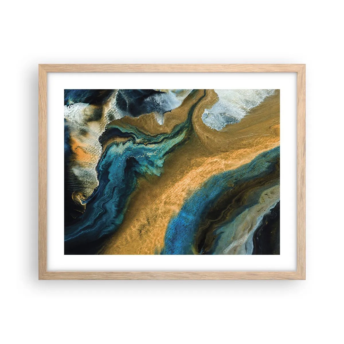 Affiche dans un chêne clair - Poster - Bleu - jaune - influences mutuelles - 50x40 cm