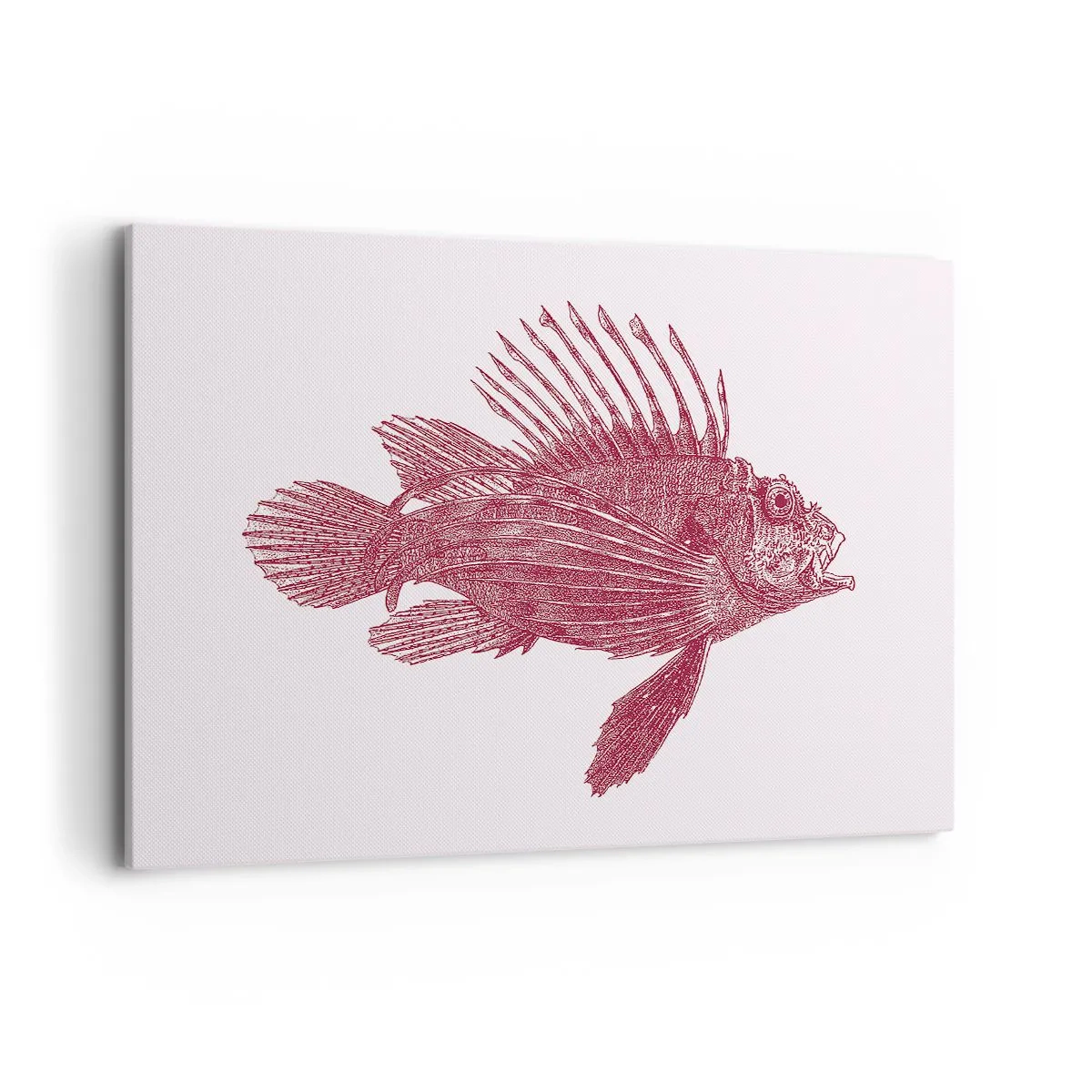 Impression sur toile - Image sur toile - Dessin d'un poisson dans une teinte rouge - 120x80cm - Un habitant des eaux exotiques - Décoration murale moderne pour le salon et la chambre ARTTOR