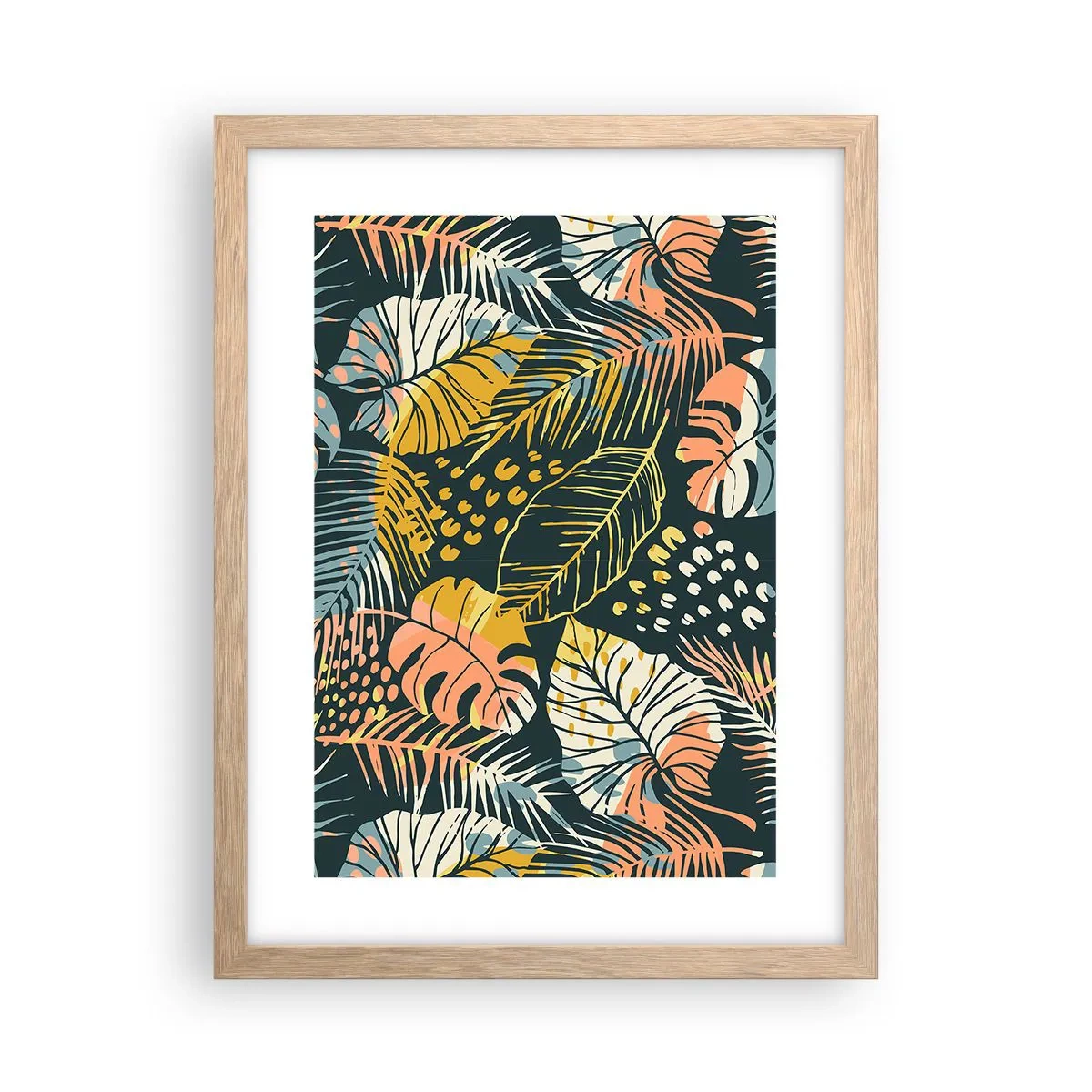 Affiche dans un chêne clair - Poster - Fantaisie feuillue - 30x40 cm