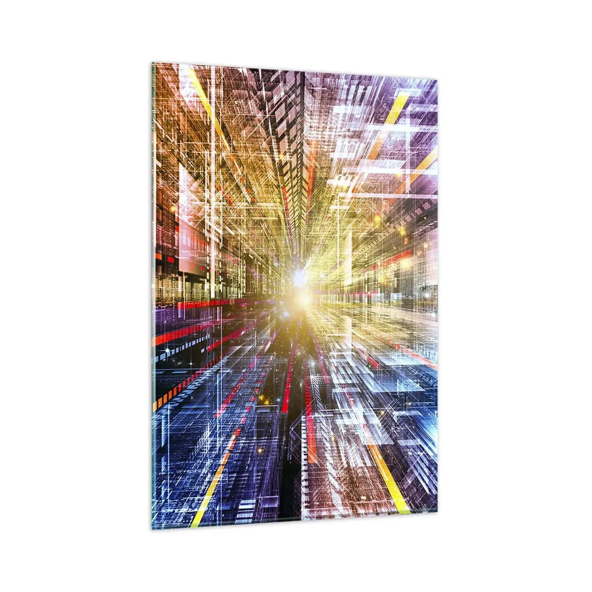 Impression sur verre - Image sur verre - Lumières dynamiques dans un couloir futuriste - 80x120cm - Couloir lumineux - Décoration murale moderne pour le salon et la chambre ARTTOR