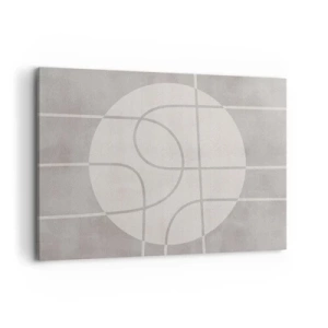 Impression sur toile - Image sur toile - Motif géométrique dans les tons de gris et de blanc - 100x70cm - Circulaire et tout droit - Décoration murale moderne pour le salon et la chambre ARTTOR