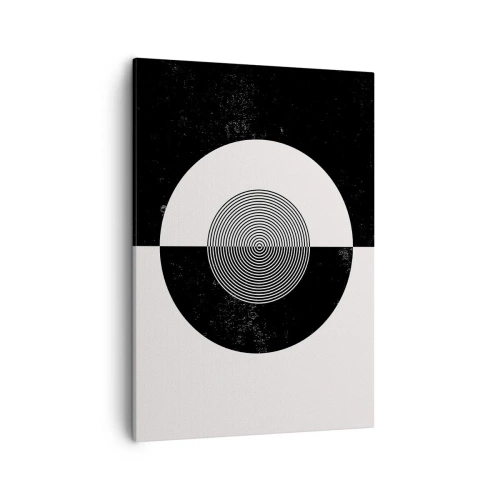Impression sur toile - Image sur toile - Motif graphique contrasté noir et blanc - 50x70cm - Harmonie de noir et blanc - Décoration murale moderne pour le salon et la chambre ARTTOR