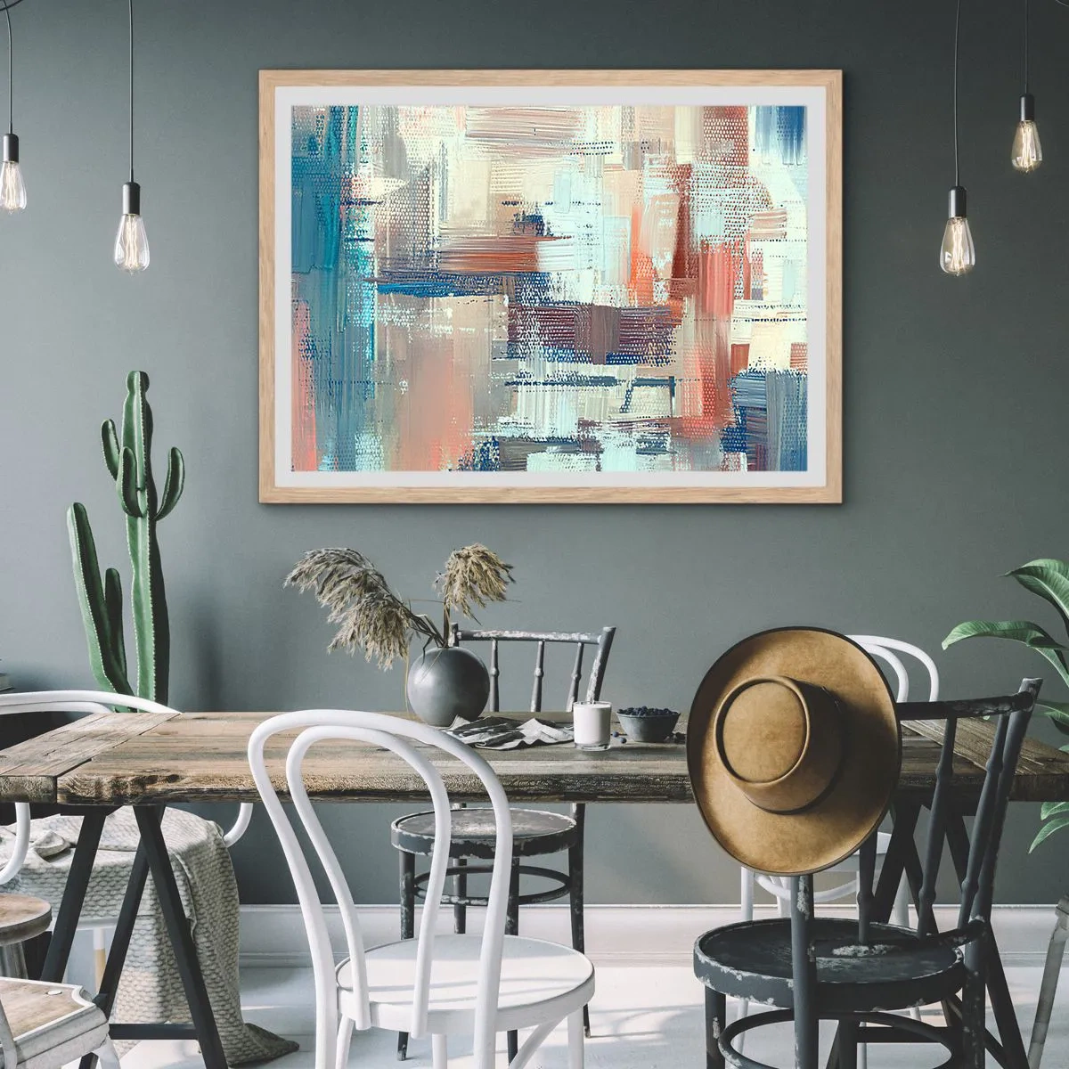 Affiche dans un chêne clair - Poster - Atteindre la lumière - 100x70 cm