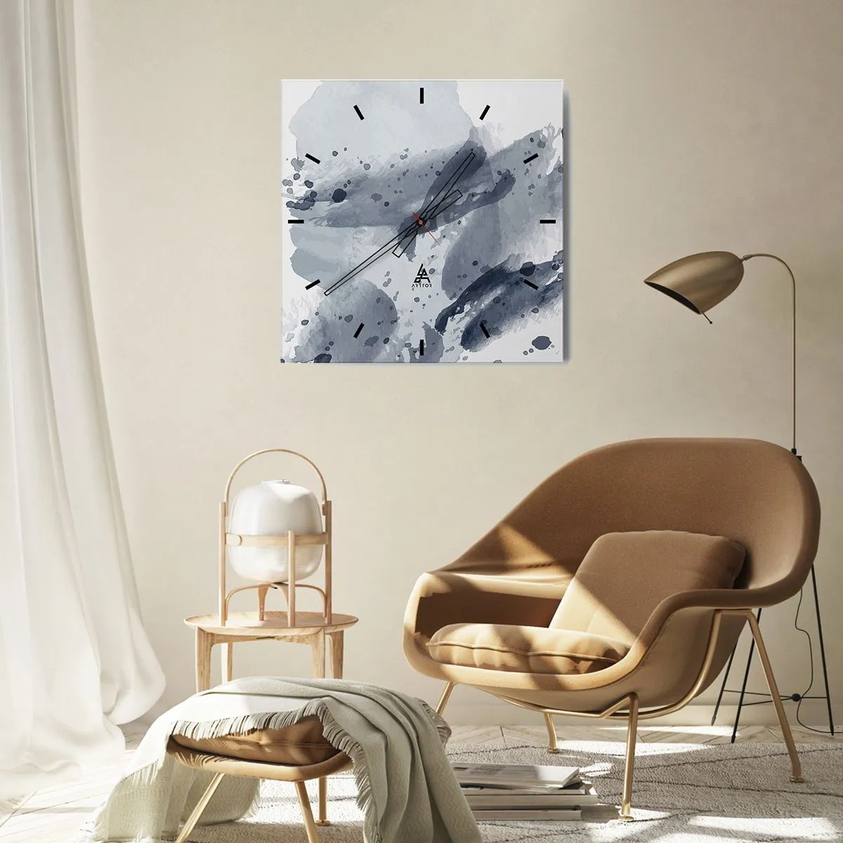 Horloge murale - Pendule murale - Étude de la nature de l'eau - 40x40 cm