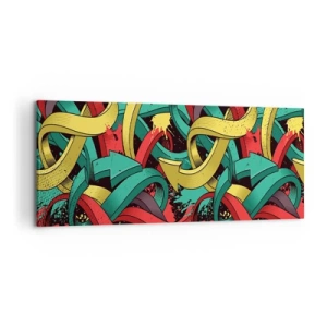 Impression sur toile - Image sur toile - Des flèches abstraites aux couleurs vives créant le chaos - 120x50cm - Quel chemin vers le but ? - Décoration murale moderne pour le salon et la chambre ARTTOR