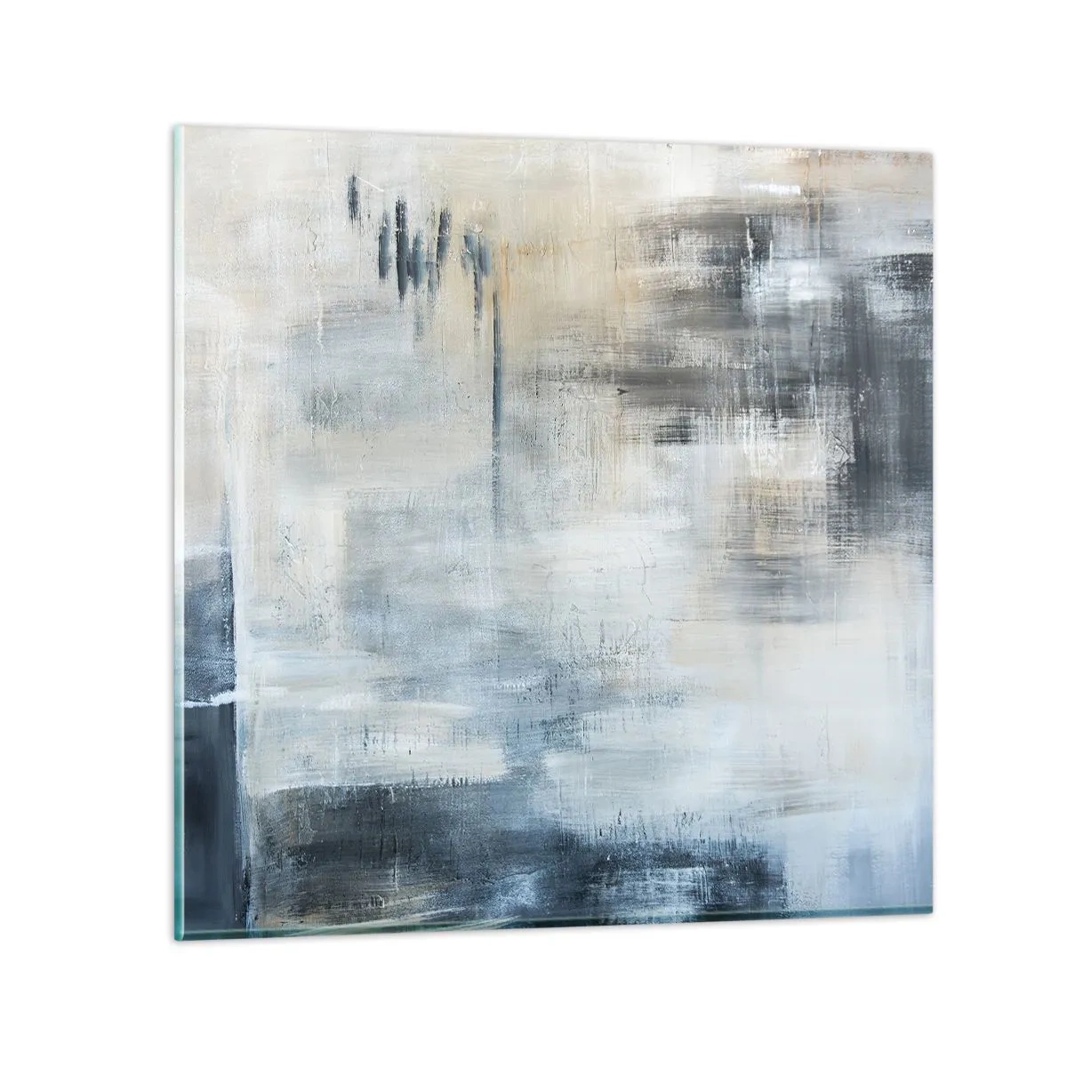 Impression sur verre - Image sur verre - Derrière le rideau bleu - 30x30 cm