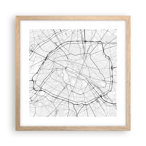 Affiche dans un chêne clair - Poster - Fleur de Paris - 40x40 cm