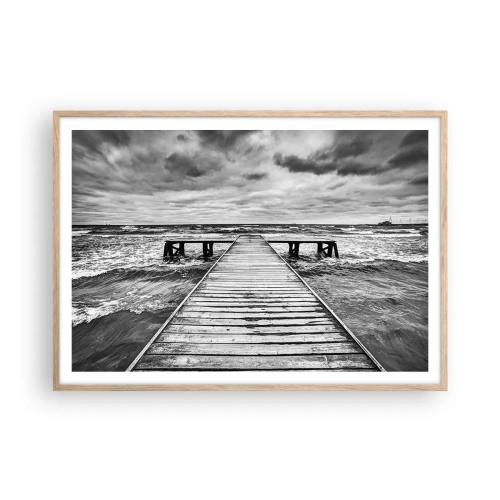 Affiche dans un chêne clair - Poster - J'attends que le vent, ça le chassera... - 100x70 cm