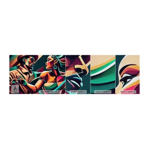 Échantillon de Papier Peint Premium Canvas - Au rythme du coeur - Cubisme, Couple, Danse - 100x30 cm