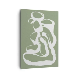 Impression sur toile - Image sur toile - Formes organiques en blanc sur fond vert - 50x70cm - L'appel de l'espace - Décoration murale moderne pour le salon et la chambre ARTTOR
